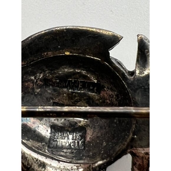 Alice Caviness Brooch Sterling Guilloche Enamel Marcasite Owl Bird Pin Brooch - Picture 7 of 10